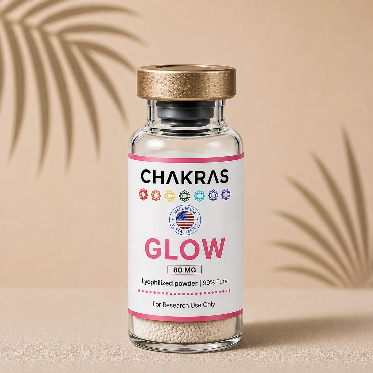 GLOW research peptide vial